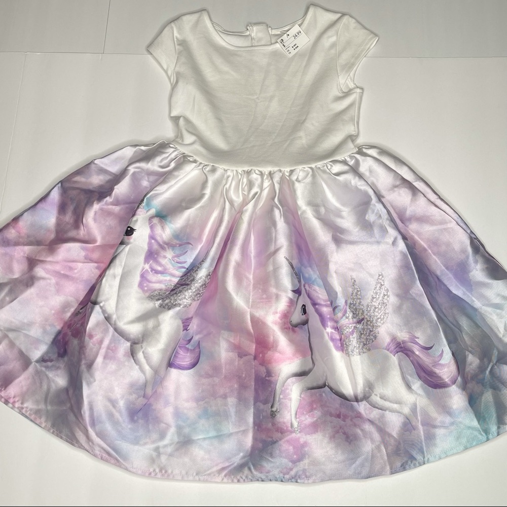 H&M Party Dress Unicorn Pegasus Skirt Pastel Galaxy Girls Size 8-10 Years